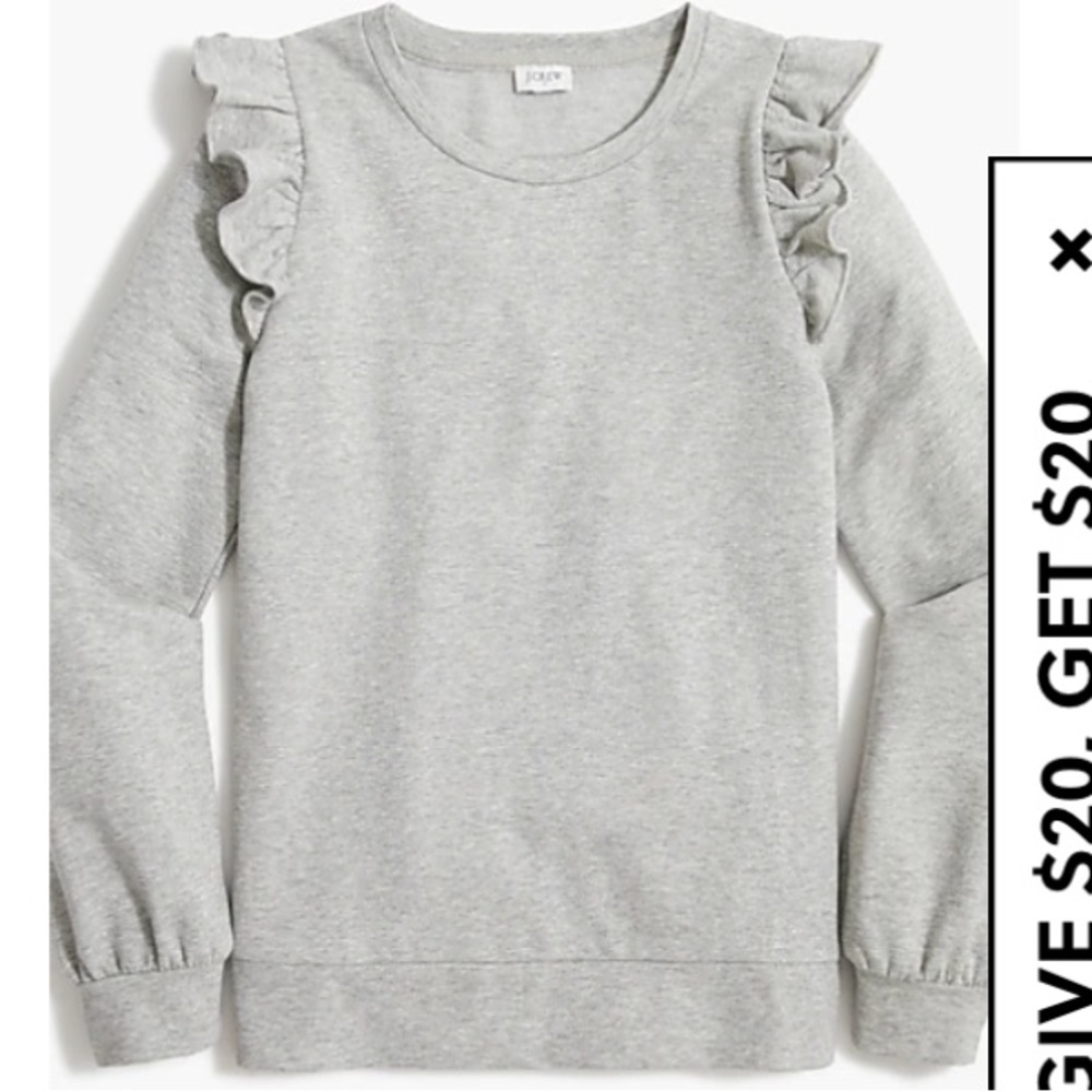 EUC Jcrew Factory cotton-poly blend sparkle ruffle sweatshirt Small Holiday’22 ✨